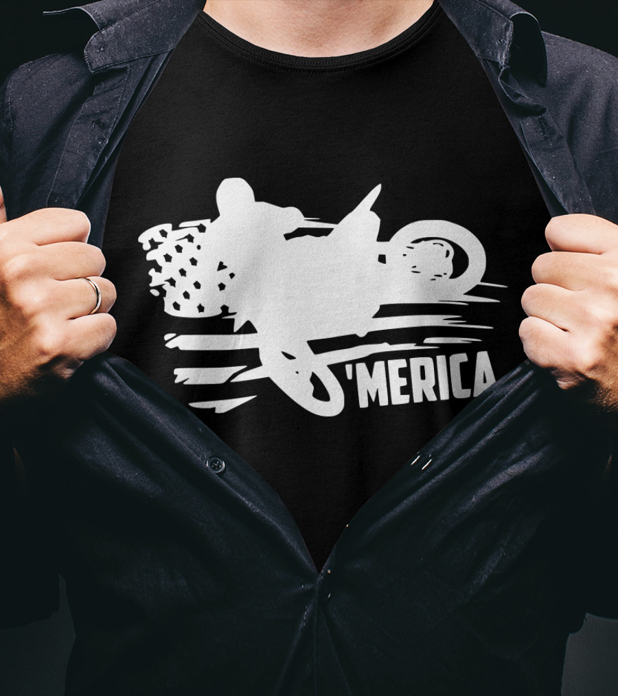 American Flag Dirt Bike 'Merica T-Shirt
