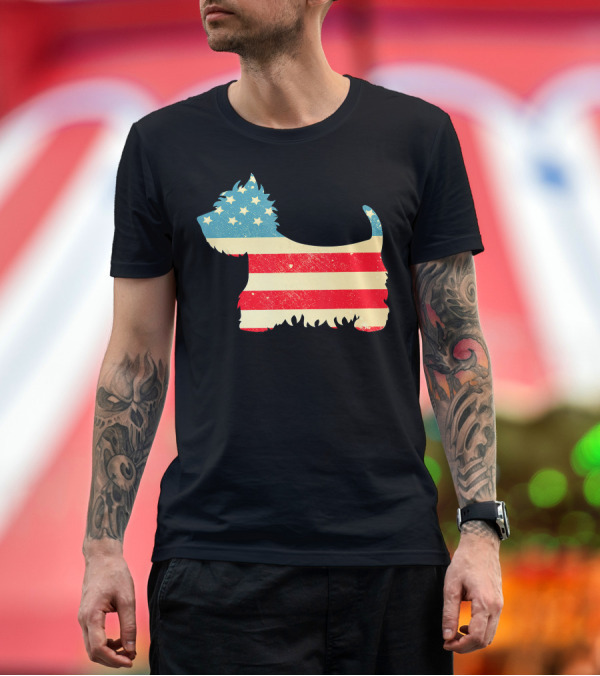 Premium T-Shirt: American Flag Vintage Westie T-Shirt American Flag Vintage Westie T-Shirt