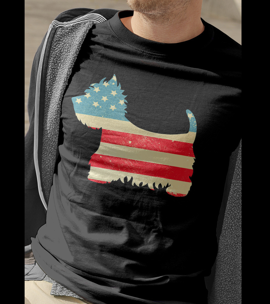 American Flag Vintage Westie T-Shirt