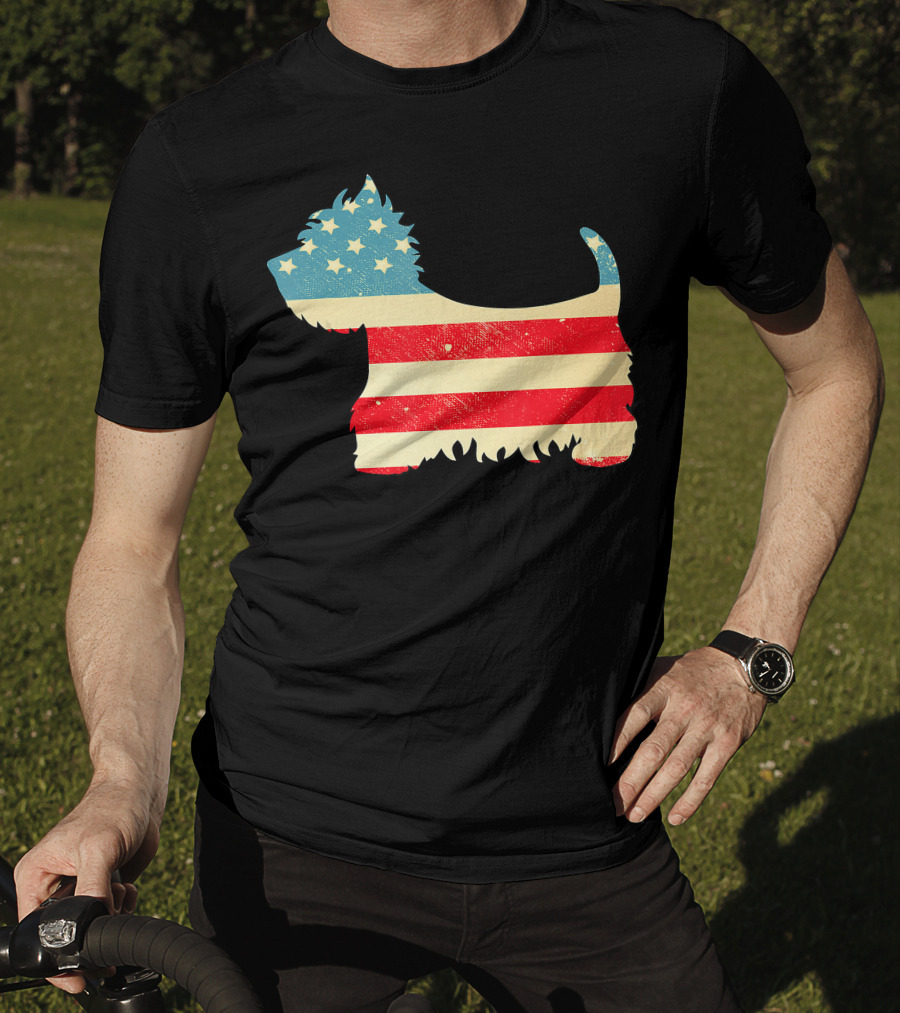 American Flag Vintage Westie T-Shirt