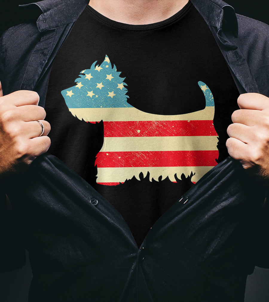 American Flag Vintage Westie T-Shirt