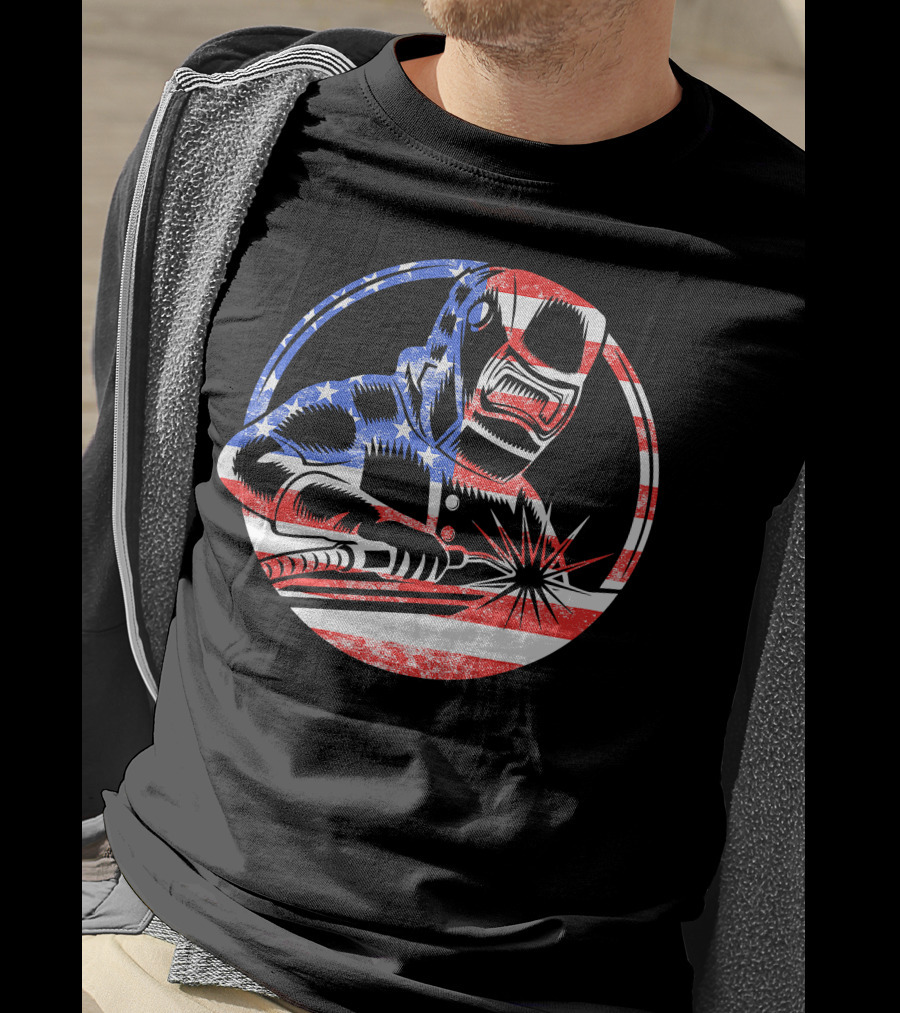 American Flag Welding USA Worker Welder T-Shirt
