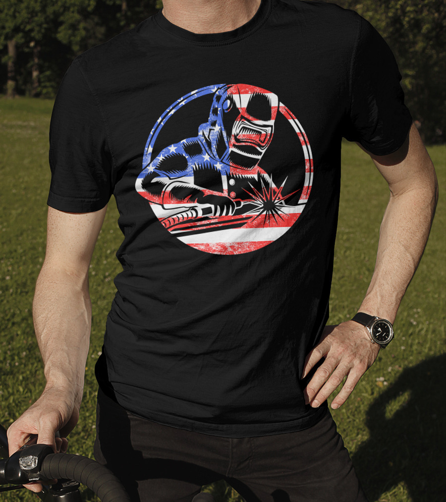 American Flag Welding USA Worker Welder T-Shirt