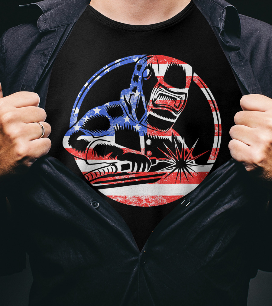 American Flag Welding USA Worker Welder T-Shirt