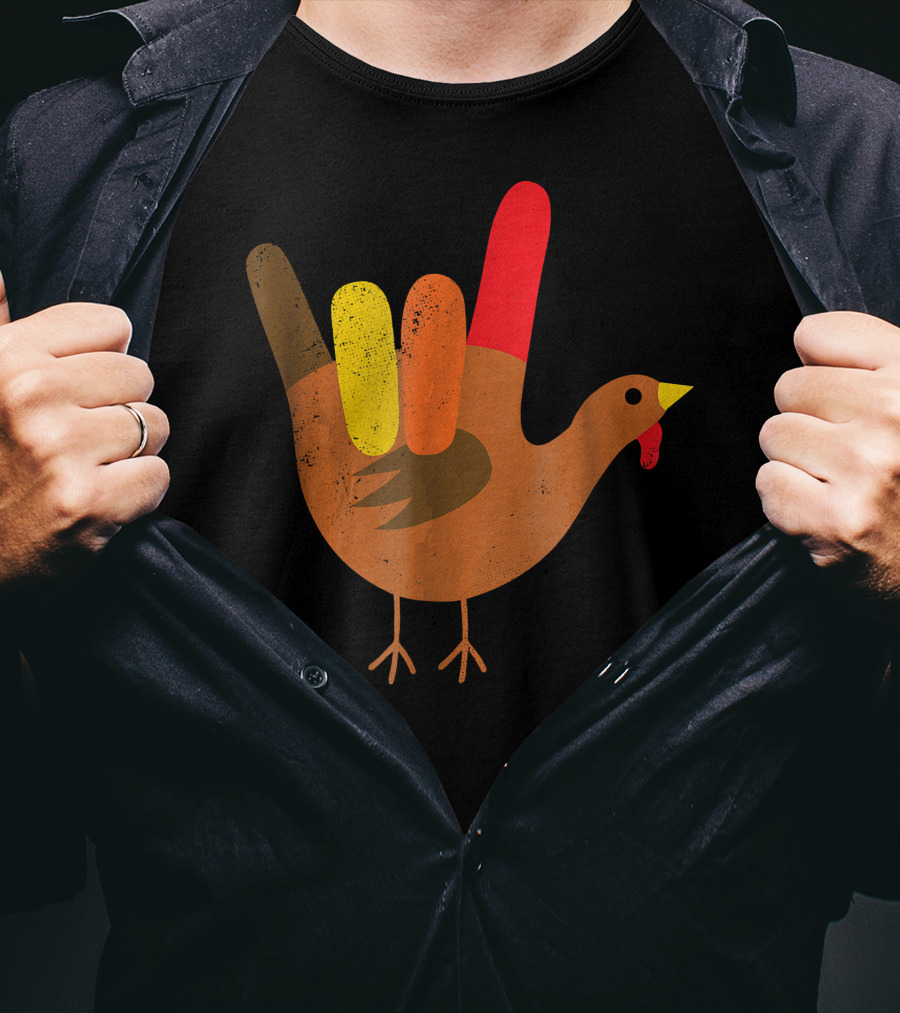 American Sign Language I Love You Thanksgiving Turkey T-Shirt