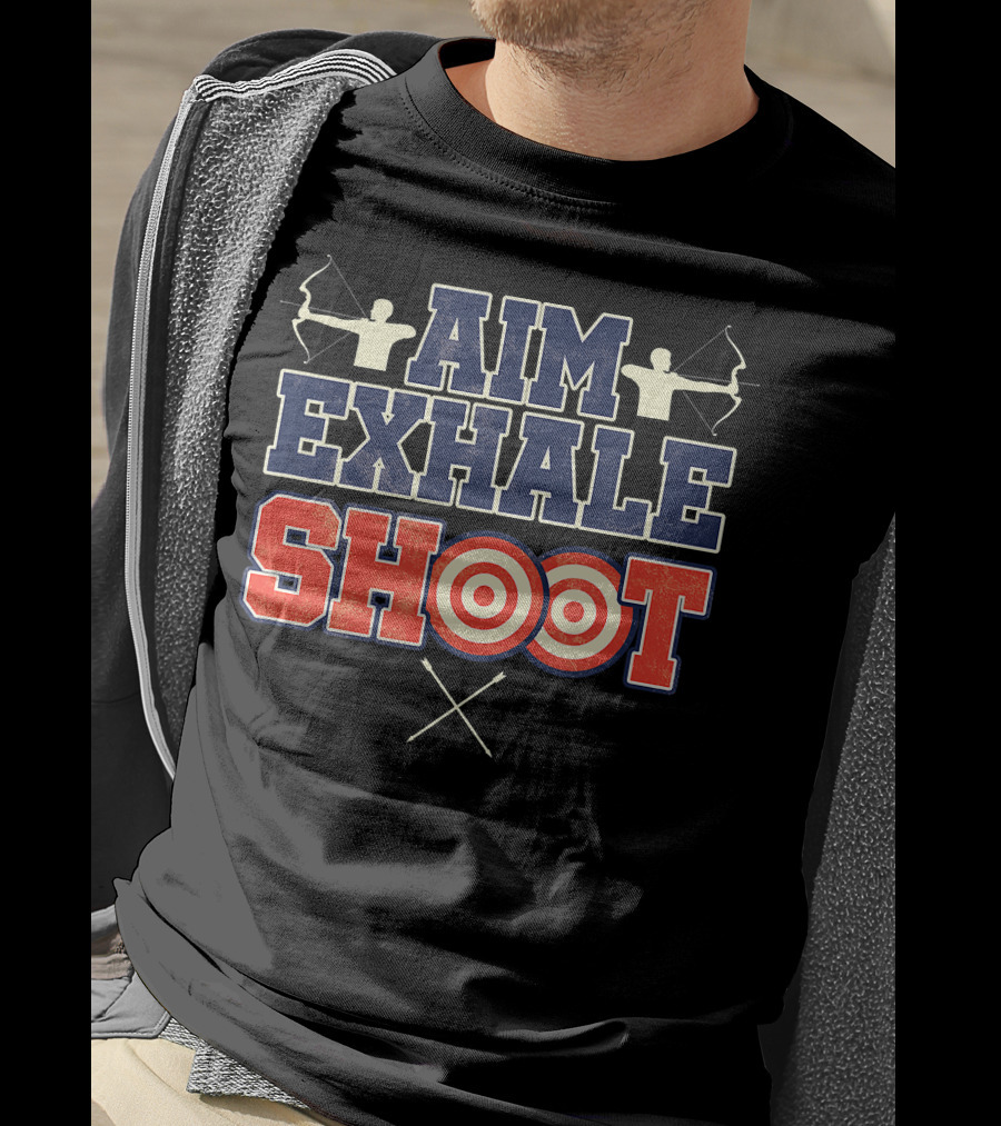 Aim Exhale Shoot Bow And Arrow Archery Target T-Shirt