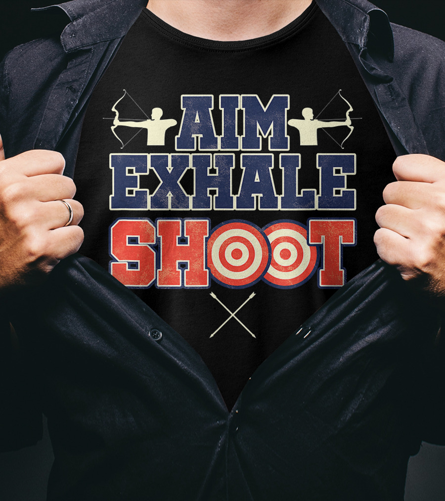 Aim Exhale Shoot Bow And Arrow Archery Target T-Shirt