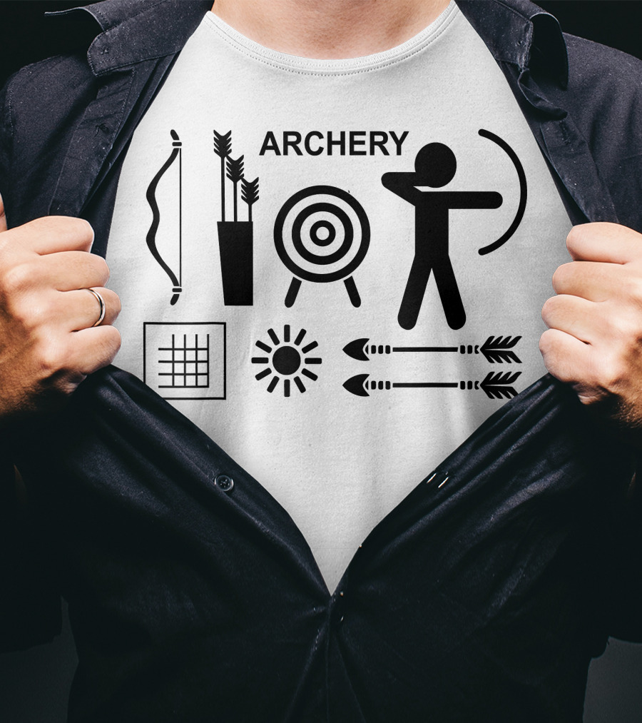 Archer Bow Arrow Target Archery Silhouette Icons T-Shirt