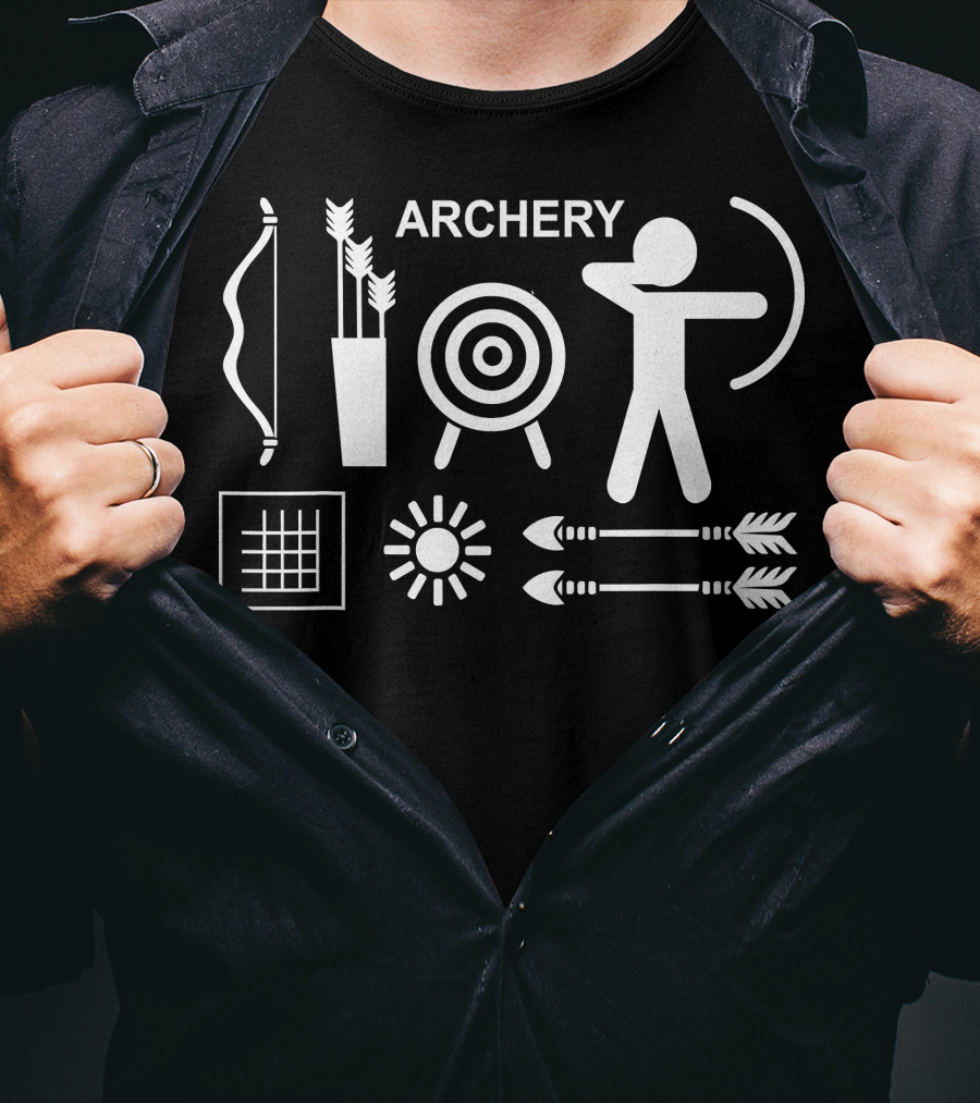Archery Bow And Arrow Target Icon Set T-Shirt