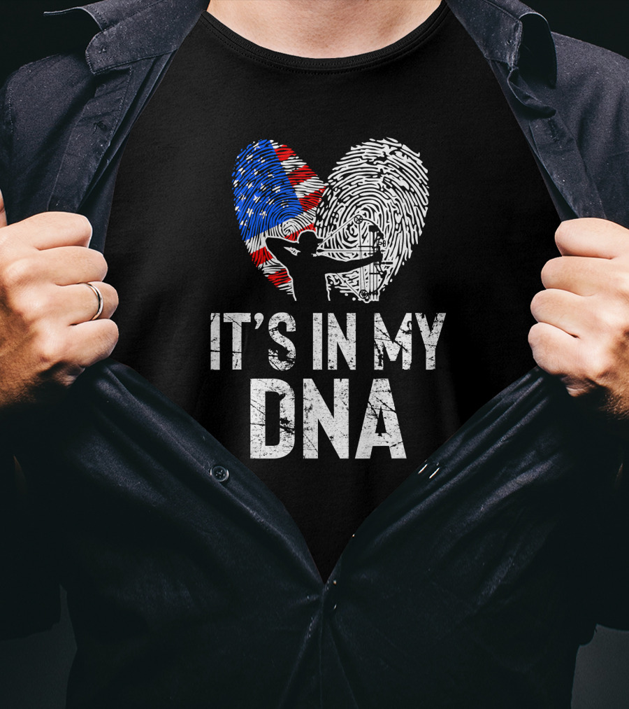 It's In My DNA Archery American Flag Fingerprint T-Shirt