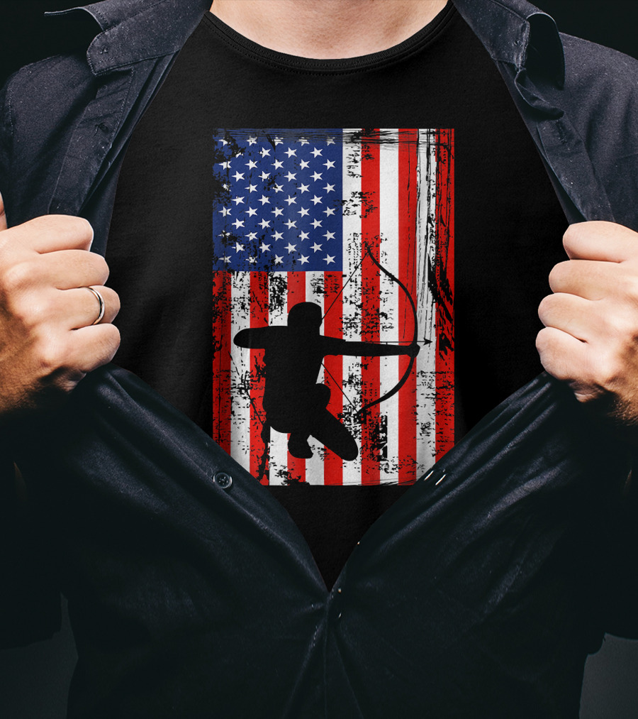 American Flag Archery Bow Archer T-Shirt