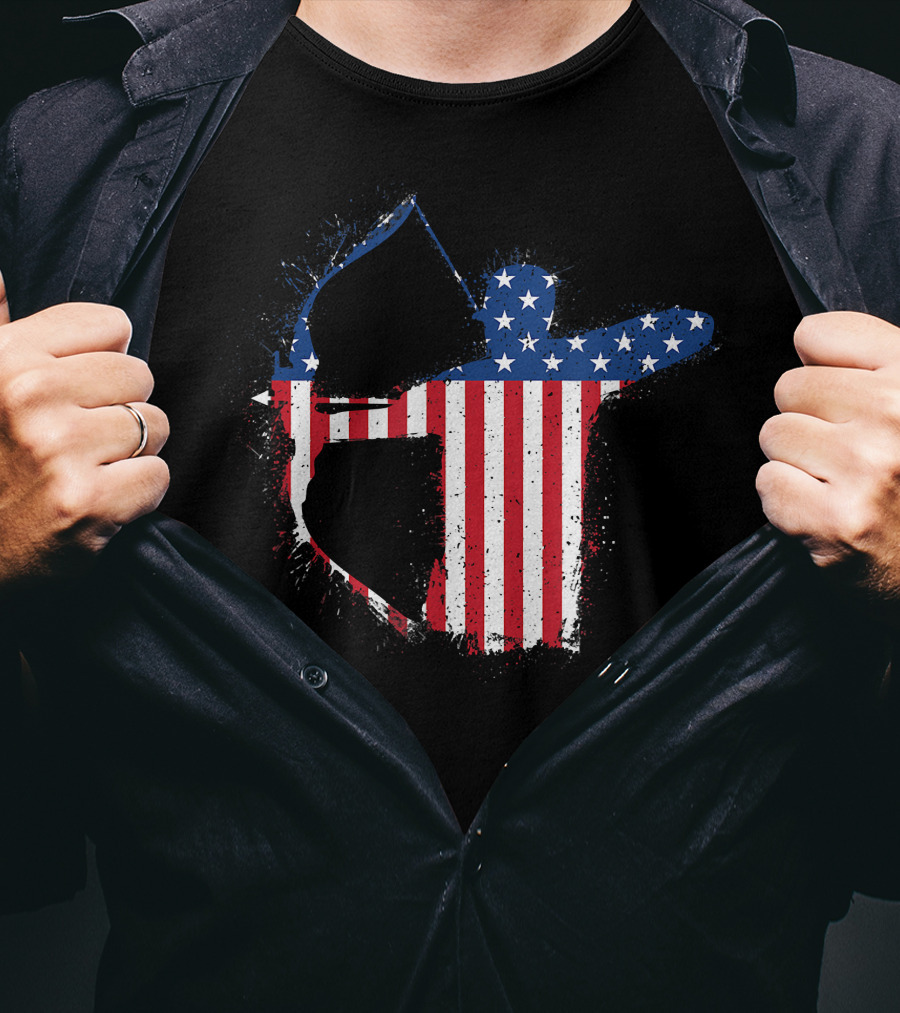 Archery Archer Bow Arrow American Flag T-Shirt
