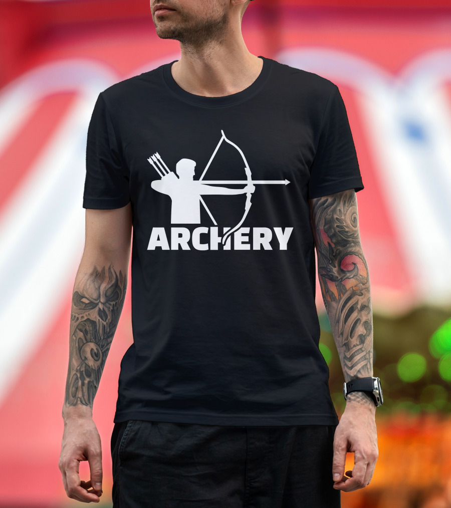 Archery Archer Silhouette Drawing Bow and Arrows T-Shirt