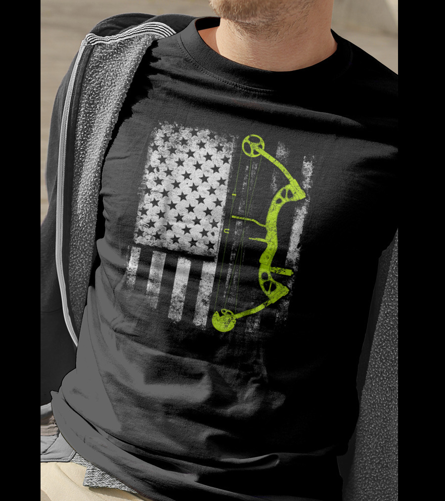 USA Flag Archery Compound Bow T-Shirt