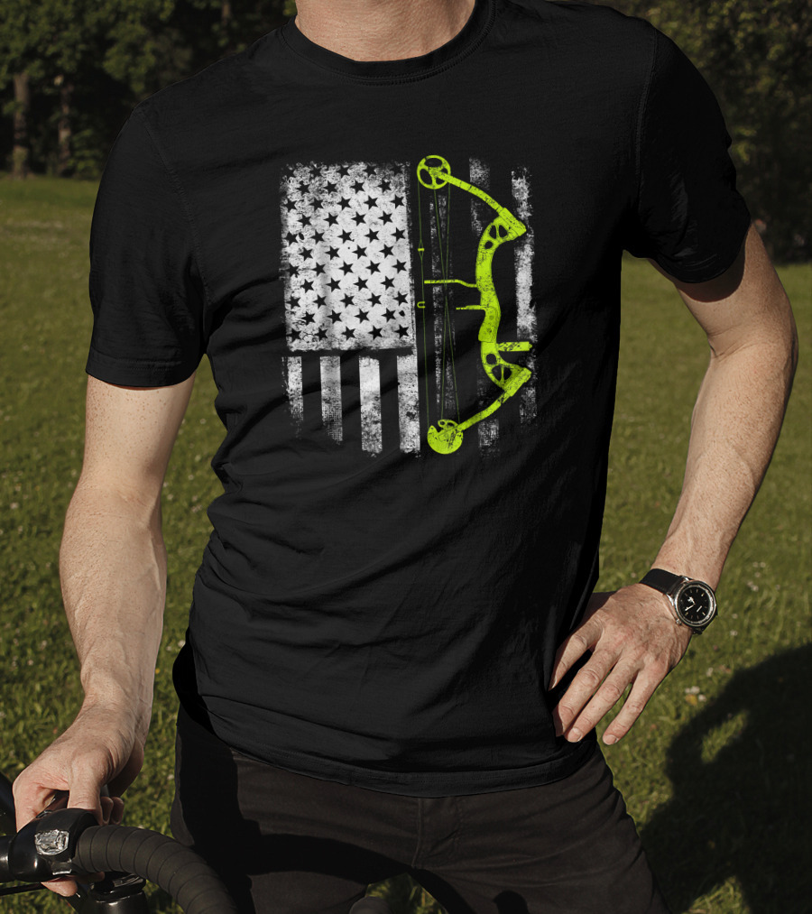 USA Flag Archery Compound Bow T-Shirt
