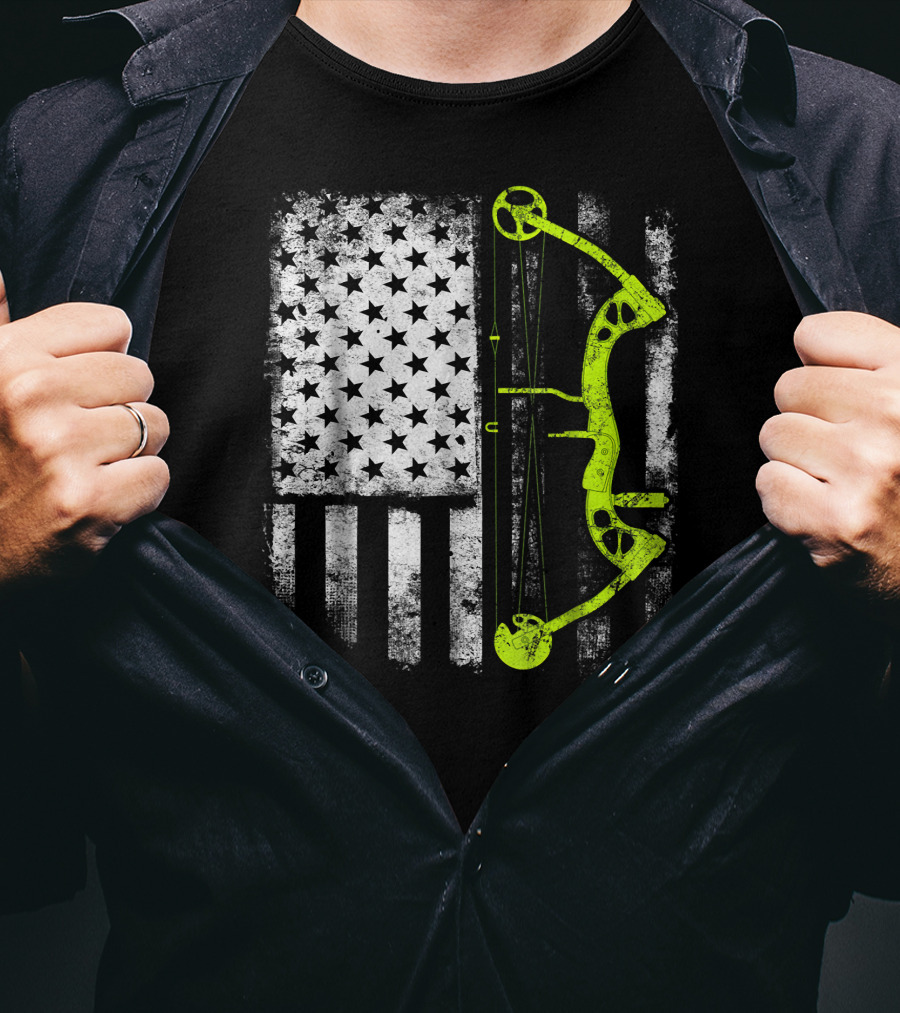 USA Flag Archery Compound Bow T-Shirt