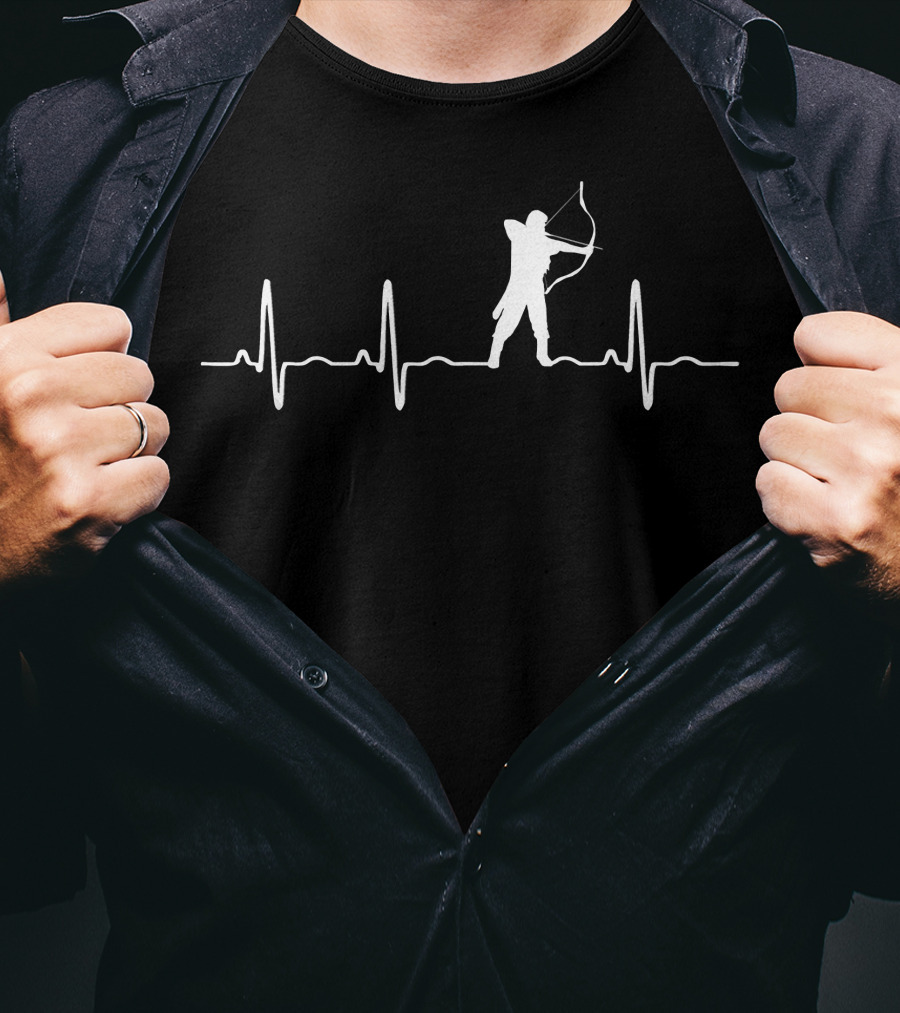 Archery Heartbeat Bow And Arrow Silhouette I Love T-Shirt