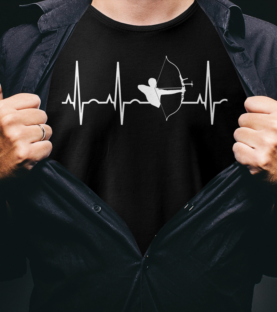 Archery Heartbeat Bow And Arrow Line T-Shirt