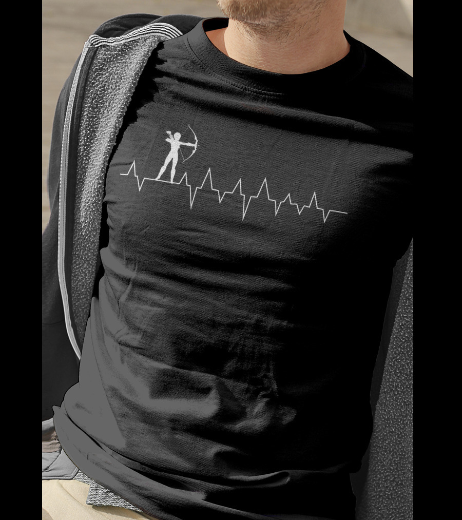Archery Heartbeat Archer Silhouette Line T-Shirt
