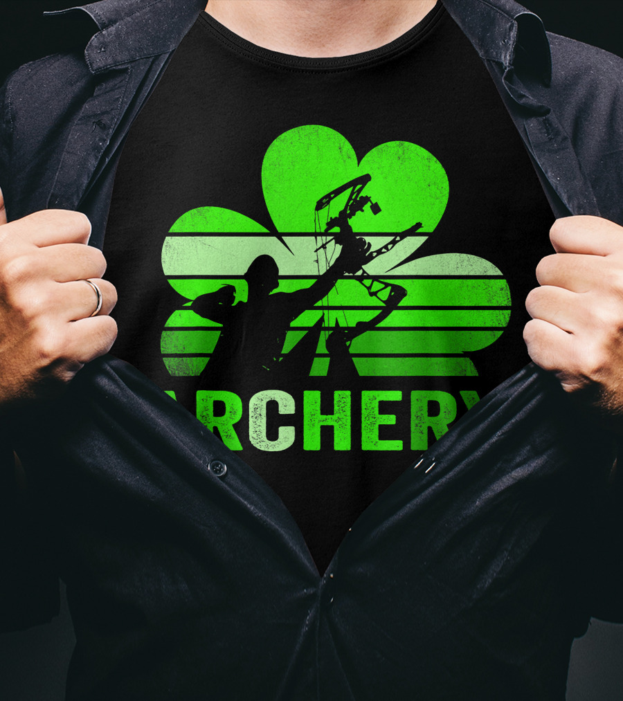 Archery Shamrock St Patrick's Day Bow And Arrow T-Shirt