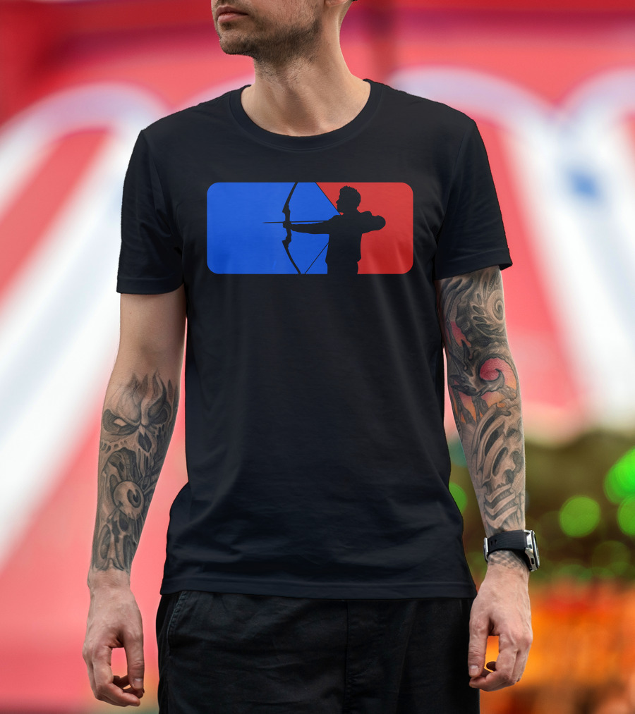 Archery Fans Lovers Bow Arrow Silhouette Red Blue T-Shirt