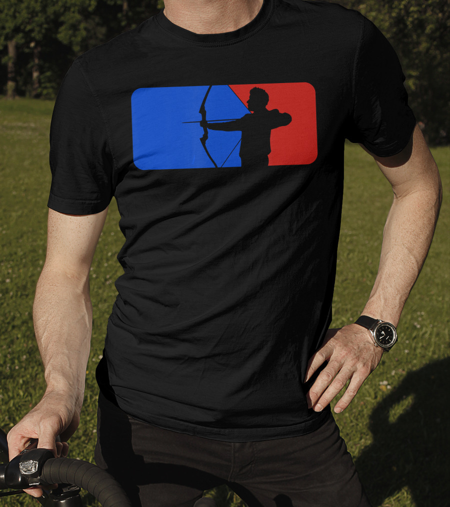 Archery Fans Lovers Bow Arrow Silhouette Red Blue T-Shirt