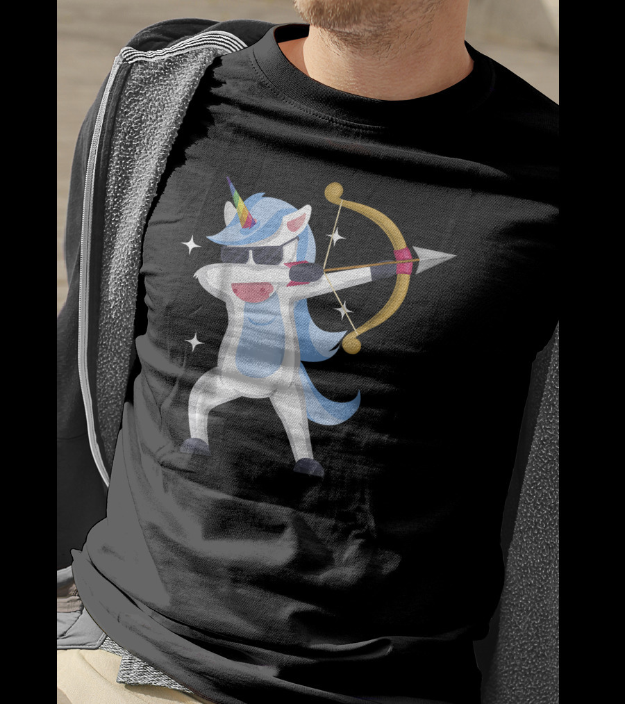 Unicorn Dabbing Archery Magic Arrow Bow T-Shirt