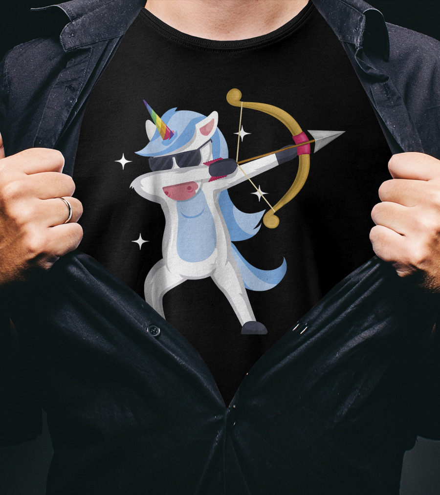 Unicorn Dabbing Archery Magic Arrow Bow T-Shirt