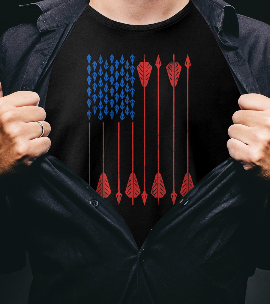 USA American Flag Made Of Arrows Archery T-Shirt