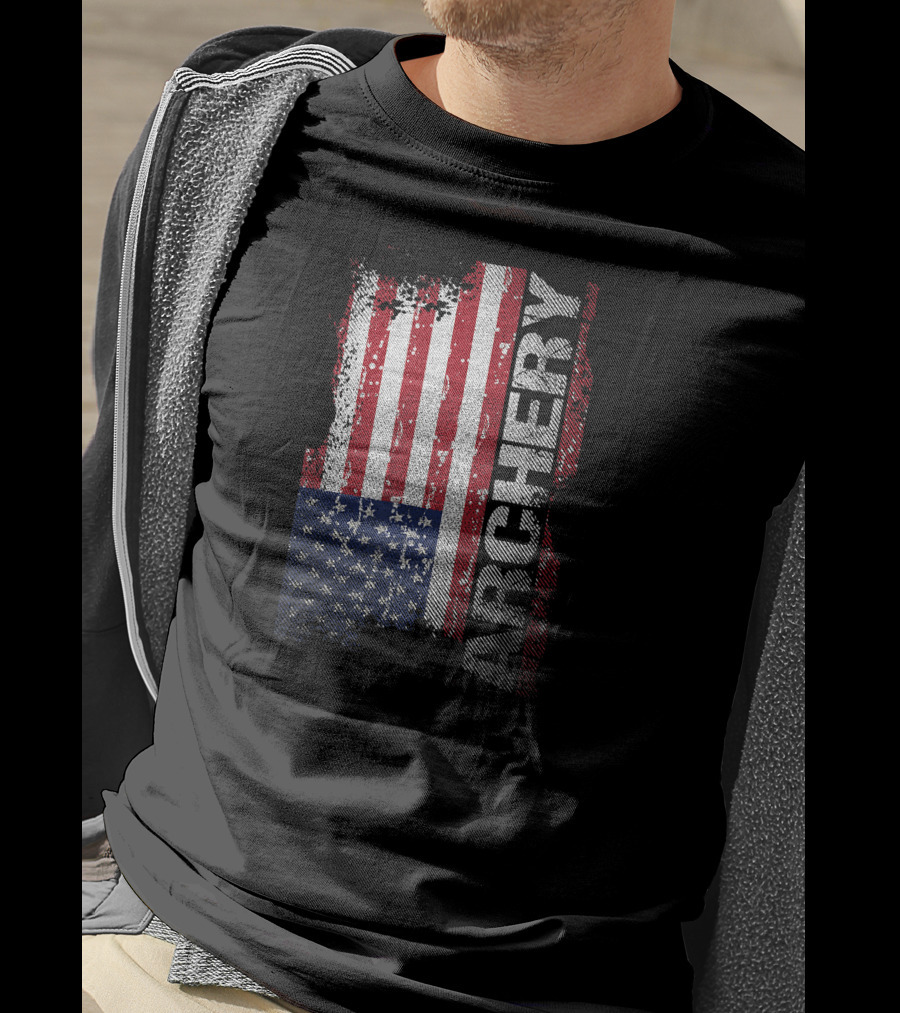 Archery American Flag Distressed Patriotic T-Shirt