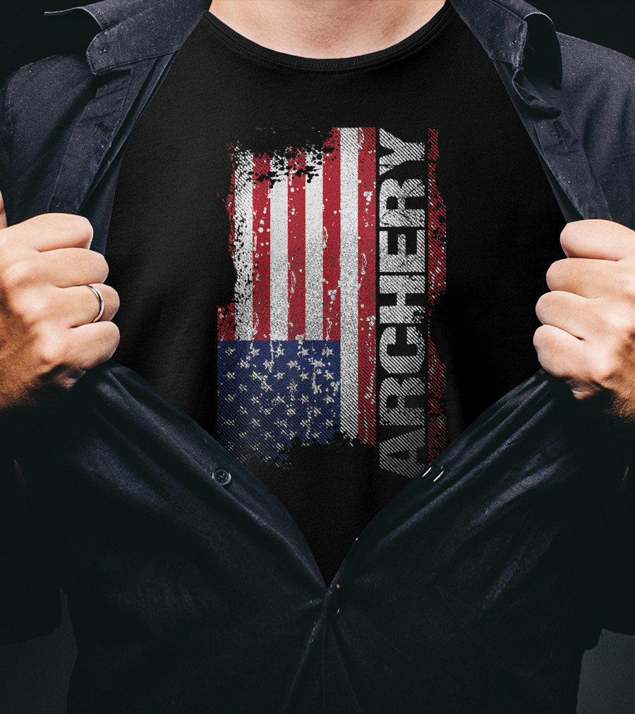 Archery American Flag Distressed Patriotic T-Shirt