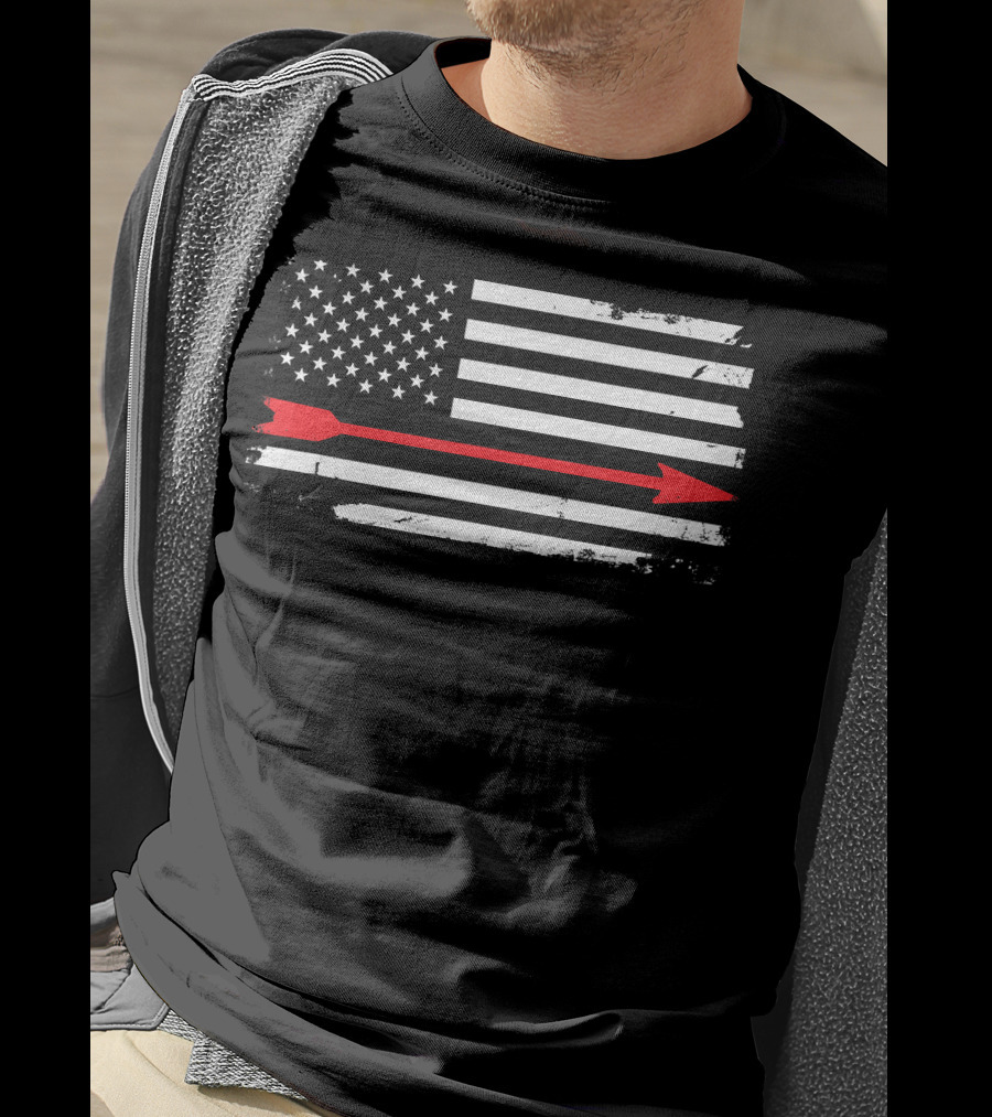 Vintage American Flag With Red Arrow Archery T-Shirt