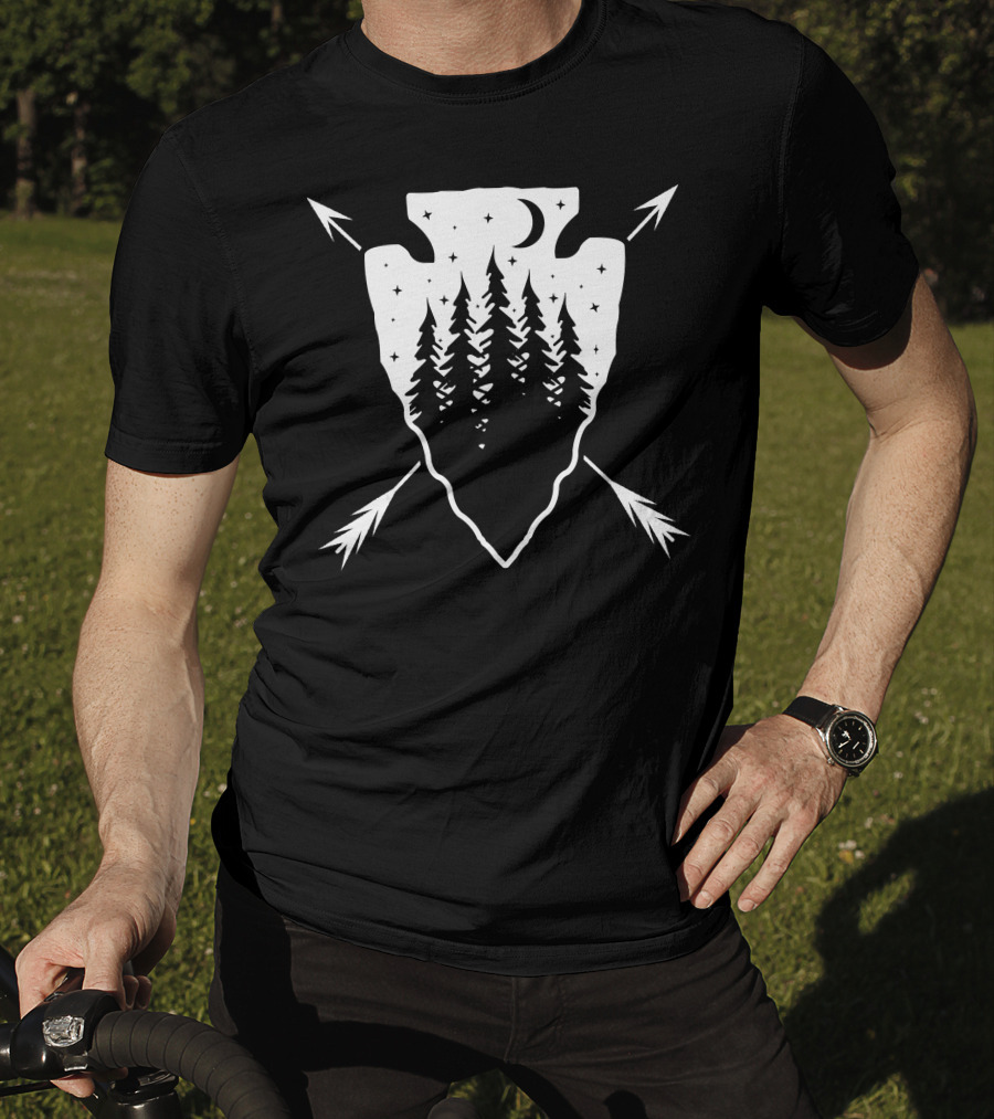 Arrowhead Pine Forest Under Moonlit Starry Sky T-Shirt