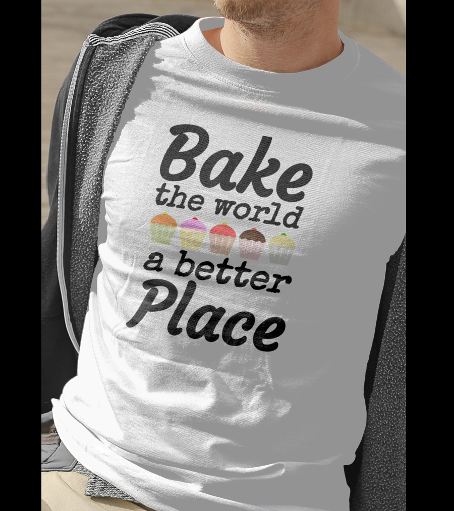 Bake The World A Better Place Cupcake Icons T-Shirt