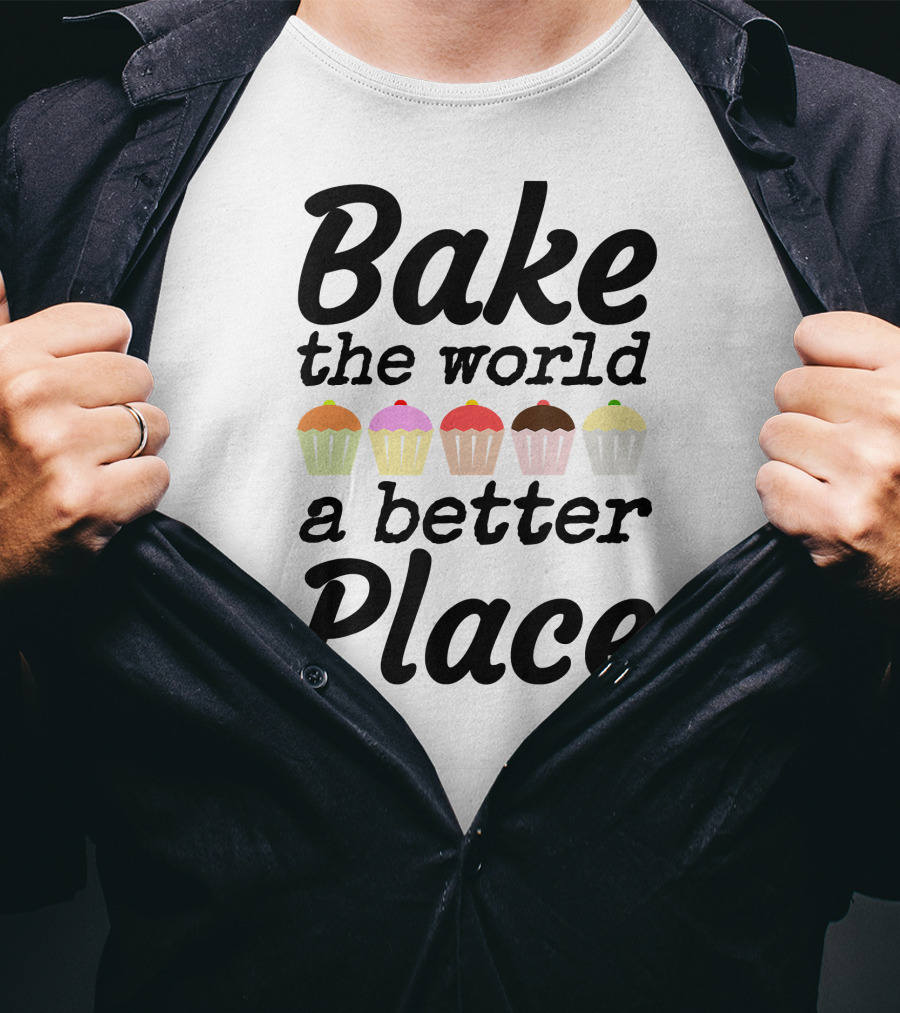 Bake The World A Better Place Cupcake Icons T-Shirt