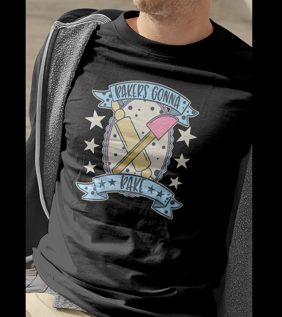 Bakers Gonna Bake Cute Vintage Rolling Pin And Spatula Star T-Shirt