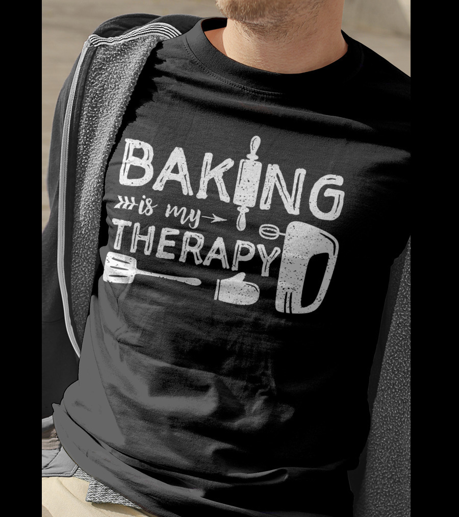 Baking Is My Therapy Rolling Pin Mixer Spatula Oven Mitt T-Shirt