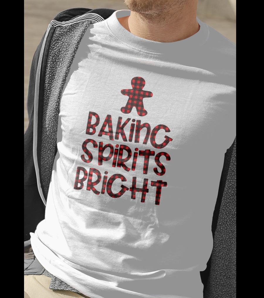 Baking Spirits Bright Buffalo Plaid Gingerbread Holiday T-Shirt
