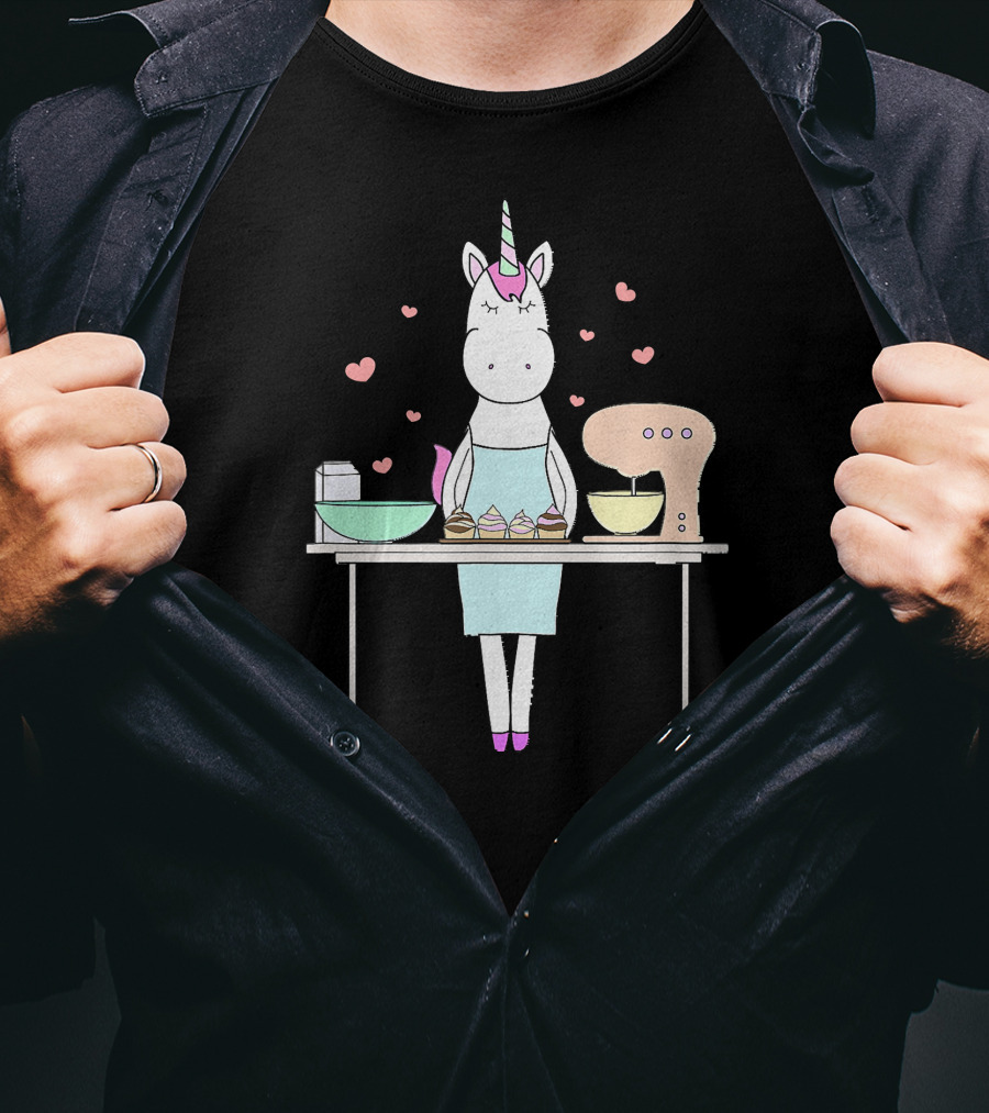 Baking Unicorn Cookies Cupcakes Mixing Cupboard Delight T-Shirt