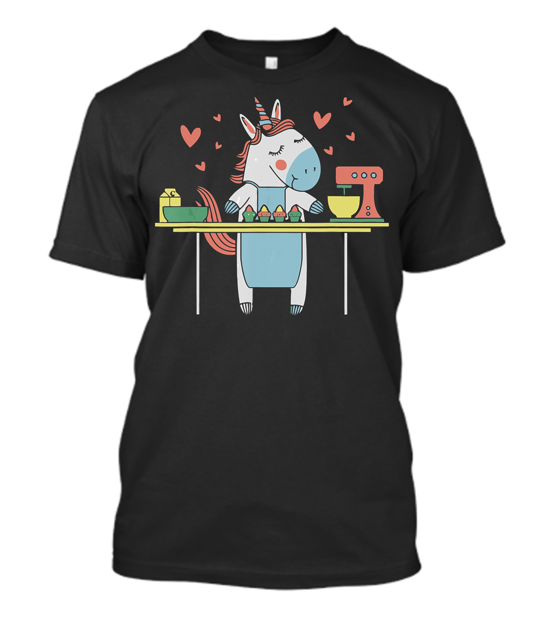 Baking Unicorn Cupcakes With Hearts And Mixer T-Shirt