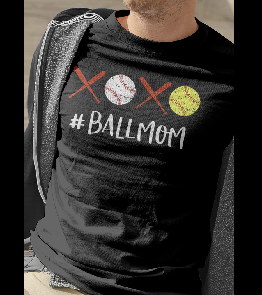 Ball Mom Baseball Softball XOXO T-Shirt