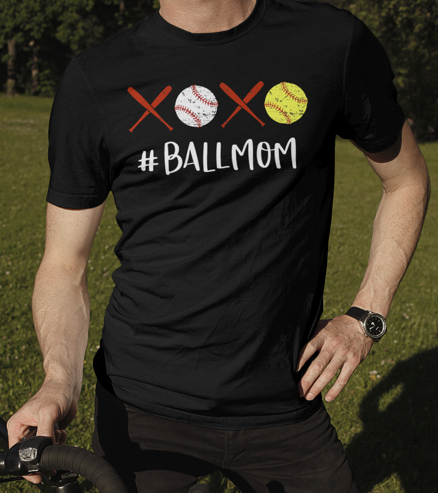Ball Mom Baseball Softball XOXO T-Shirt