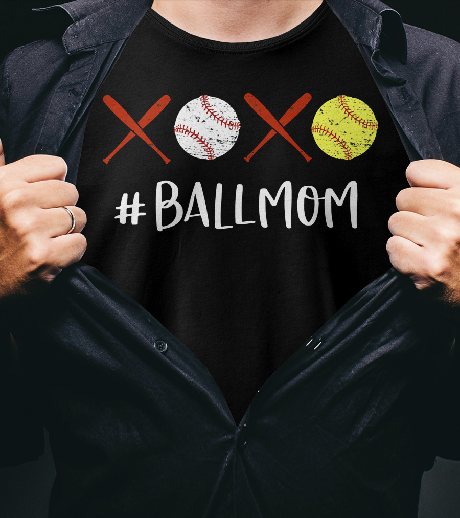 Ball Mom Baseball Softball XOXO T-Shirt