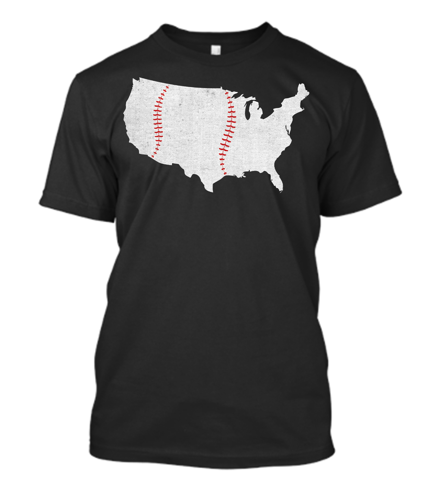 Baseball America's Pastime USA Map Stitching T-Shirt