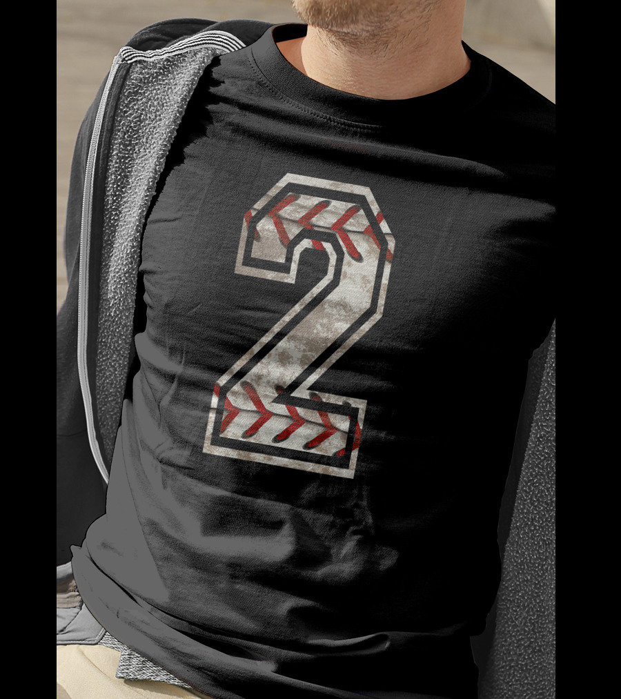 Baseball Number 2 With Stitching T-Shirt