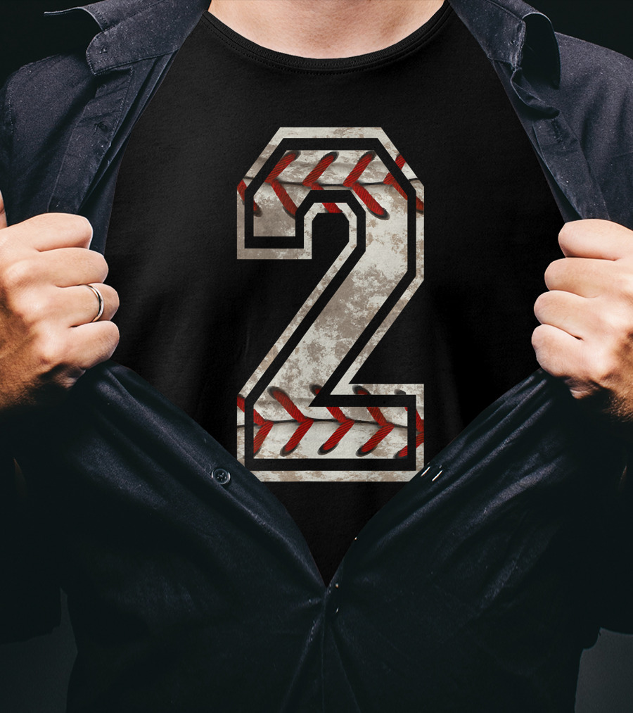 Baseball Number 2 With Stitching T-Shirt