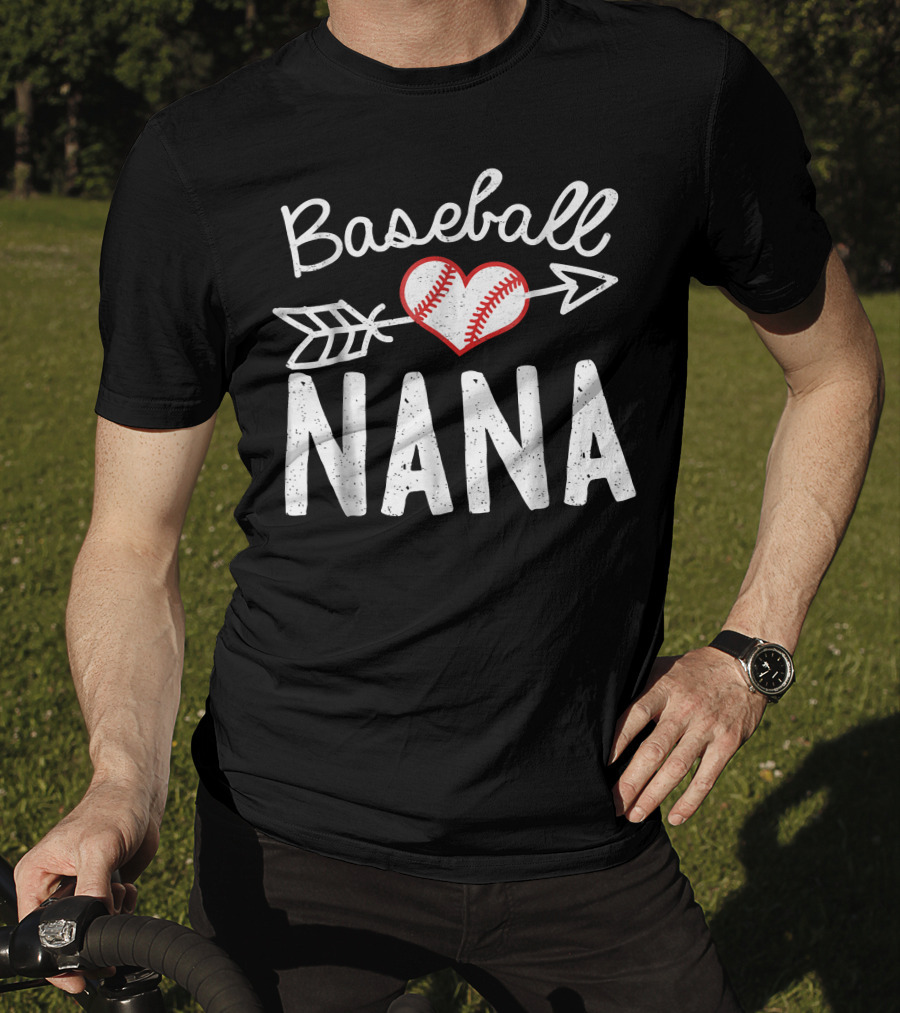 Baseball Nana Heart And Arrow Stitch T-Shirt