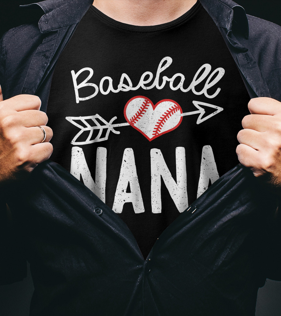 Baseball Nana Heart And Arrow Stitch T-Shirt