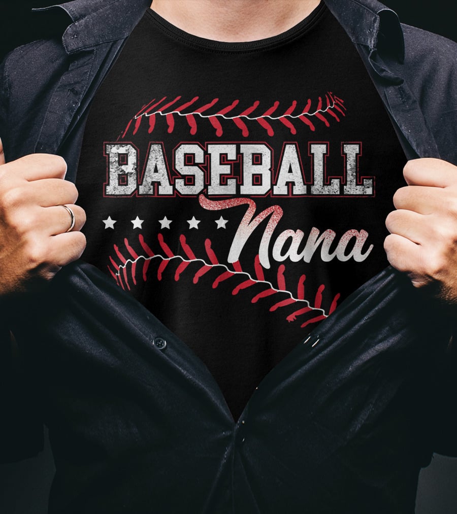 Baseball Nana Baseball Grandma Baseball Stitch T-Shirt