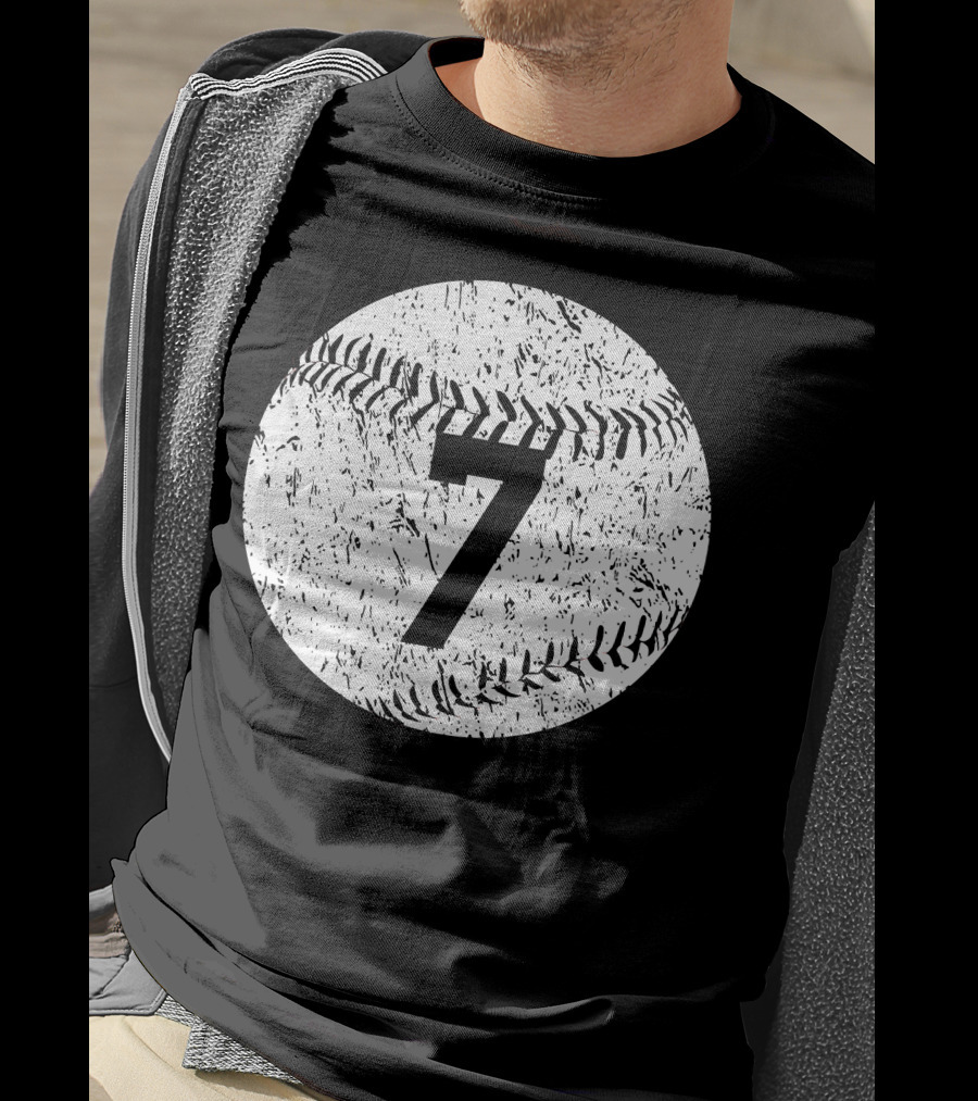 Number 7 Baseball Stitching T-Shirt